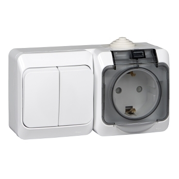 Блок комбинированный (комбинация выключателя и розеток) BPA16-242B